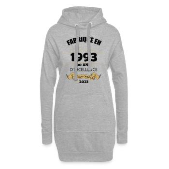Fabriqué En 1993 Né En 1993 30 Ans Anniversaire - Sweat-shirt à capuche long Femme - gris chiné - Devant