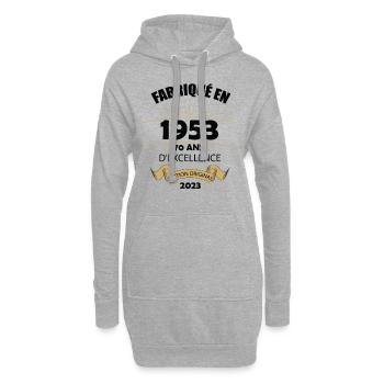 Fabriqué En 1953 Né En 1953 70 Ans Anniversaire - Sweat-shirt à capuche long Femme - gris chiné - Devant