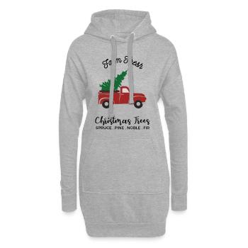 Arbre de noël arbre de noël boules arbre étoile - Sweat-shirt à capuche long Femme - gris chiné - Devant