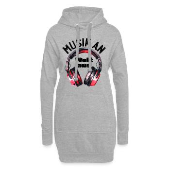 Kopfhörer: Musik an - Welt aus - Hoodie-Kleid - Grau meliert - Vorne