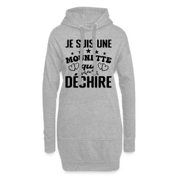 Gift Mounette Je suis une mounette qui tore - Hoodie-Kleid - Grau meliert - Vorne