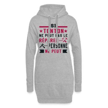 Si tonton ne peut pas le réparer personne ne peut - Sweat-shirt à capuche long Femme - gris chiné - Devant