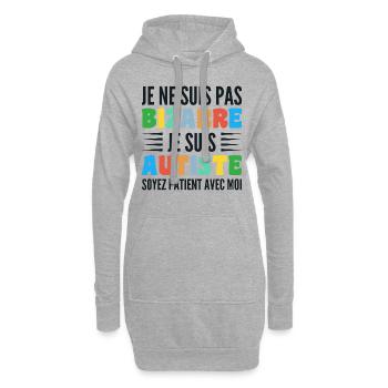 Ich bin nicht seltsam, ich bin Autist - Hoodie-Kleid - Grau meliert - Vorne