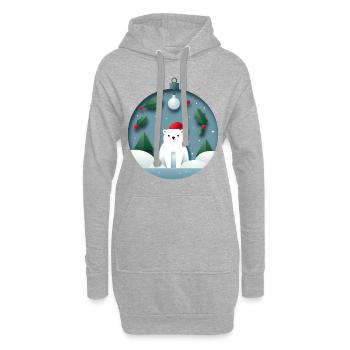 Eisbär in Weihnachtskugel - Hoodie-Kleid - Grau meliert - Vorne