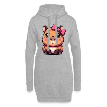 Süßes Capybara Rosa Schleife Capybara - Hoodie-Kleid - Grau meliert - Vorne