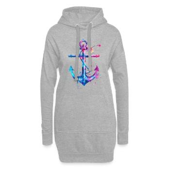 Anker Aquarell Splash Bunt Kunst Matrose Seemann - Hoodie-Kleid - Grau meliert - Vorne