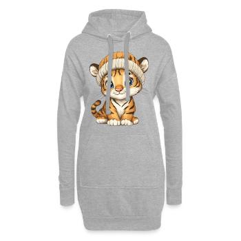Tiger Süß Niedlich Baby Kinder Tier Cartoon - Hoodie-Kleid - Grau meliert - Vorne