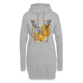 Hirsch Hirschgeweih Tier Geometrisch Gold Kunst - Hoodie-Kleid - Grau meliert - Vorne