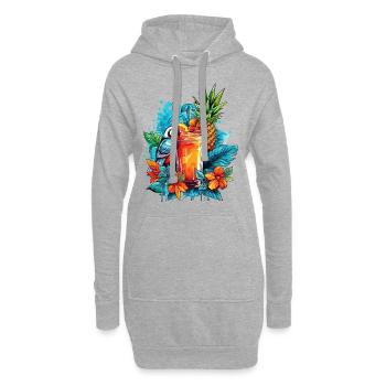 Sommer Cocktail Ananas Papagei Blumen Urlaub Kunst - Hoodie-Kleid - Grau meliert - Vorne