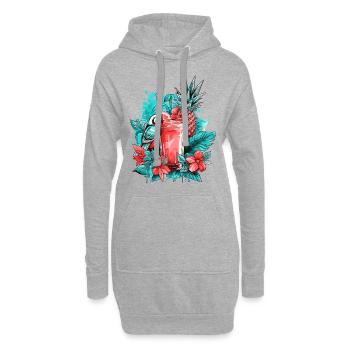 Sommer Cocktail Ananas Papagei Blumen Urlaub Kunst - Hoodie-Kleid - Grau meliert - Vorne
