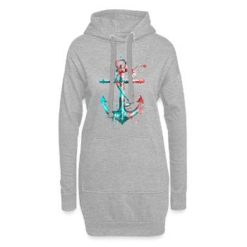Anker Aquarell Splash Bunt Kunst Matrose Seemann - Hoodie-Kleid - Grau meliert - Vorne