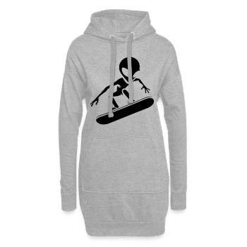 Design minimaliste : Alien Snowboarder - Sweat-shirt à capuche long Femme - gris chiné - Devant