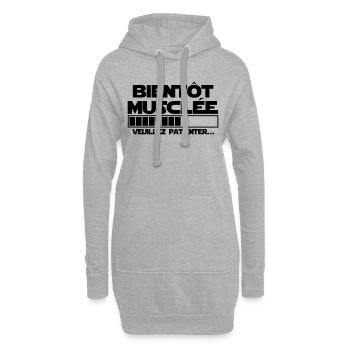 bientôt musclée - Sweat-shirt à capuche long Femme - gris chiné - Devant
