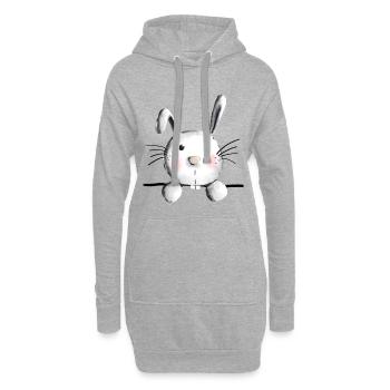 Knuffiger Hase - Häschen - Hasen - Kaninchen - Hoodie-Kleid - Grau meliert - Vorne