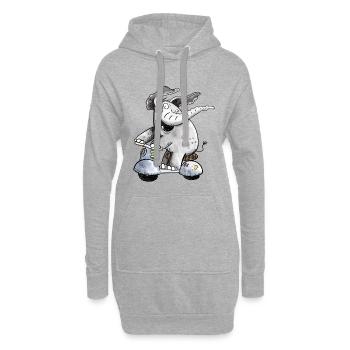 Cadeau de motif animal amusant de scooter d'éléphant heureux monte - Sweat-shirt à capuche long Femme - gris chiné - Devant