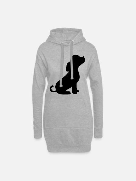 Süßer Welpe Silhouette - Hoodie-Kleid - Grau meliert