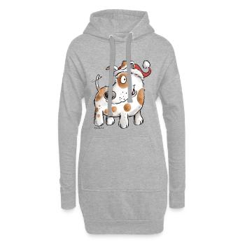 Weihnachtsmann Hund I Weihnachten Nikolaus - Hoodie-Kleid - Grau meliert - Vorne