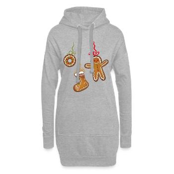 Weihnachtsplätzchen, Weihnachten, Lebkuchenmann. - Hoodie-Kleid - Grau meliert - Vorne