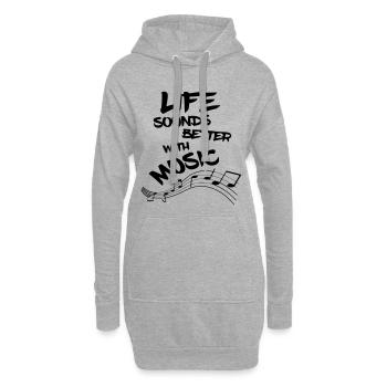 La vie est meilleure avec la musique, le chant des musiciens* - Sweat-shirt à capuche long Femme - gris chiné - Devant
