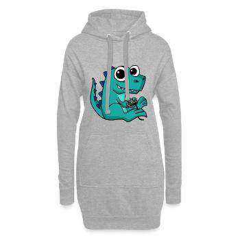 Gaming Dinosaur Sweet Gamer Nerd Animal Cher - Sweat-shirt à capuche long Femme - gris chiné - Devant