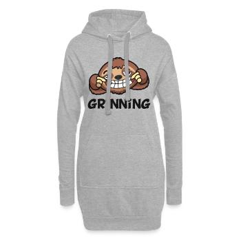 Grinsende lustige Grafik - Hoodie-Kleid - Grau meliert - Vorne