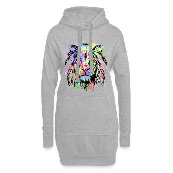 Tête de Lion Colorée - Lion - Wildcat - Sweat-shirt à capuche long Femme - gris chiné - Devant