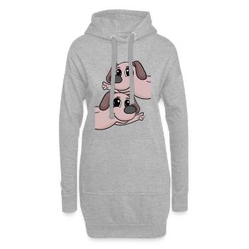 Chiens chiens - Sweat-shirt à capuche long Femme - gris chiné - Devant