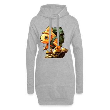 Poissons Randonnée / Alpinisme Poissons - Sweat-shirt à capuche long Femme - gris chiné - Devant