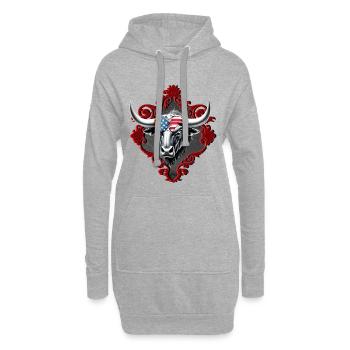 Stolz und Stärke: ein amerikanischer Stier - Hoodie-Kleid - Grau meliert - Vorne