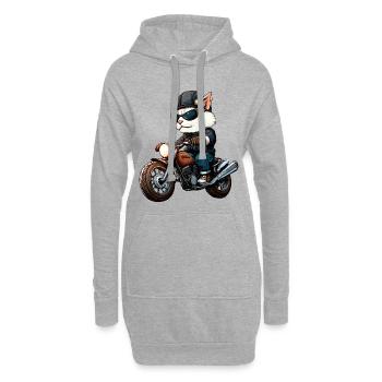 Chat Motard - Sweat-shirt à capuche long Femme - gris chiné - Devant