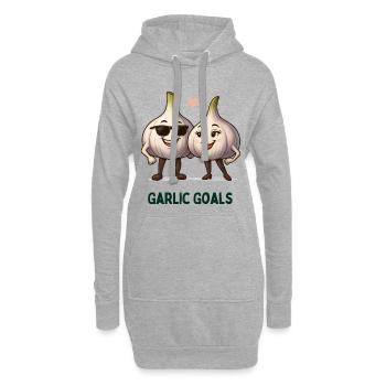 Garlic Goals Paar Knoblauch karikatur  - Hoodie-Kleid - Grau meliert - Vorne