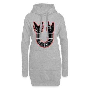 Gitarrenhals mit Fingerhörnern - Hoodie-Kleid - Grau meliert - Vorne