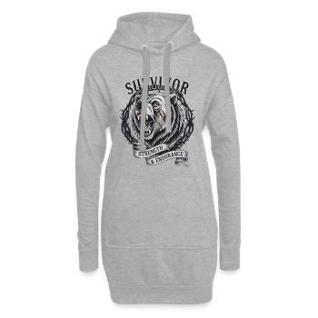 Strength, Nature, Adventure Survivor - Hoodie Dress - heather grey - Front