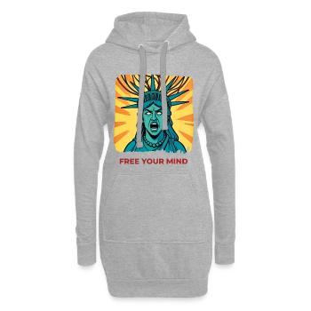 BEFREIE DEINEN GEIST #3 – Freiheit & Rechte - Hoodie-Kleid - Grau meliert - Vorne
