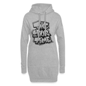 Prends ton temps, graffiti - Sweat-shirt à capuche long Femme - gris chiné - Devant