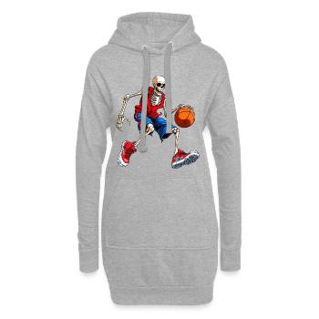 Basket-ball squelette / Crâne - Sweat-shirt à capuche long Femme - gris chiné - Devant