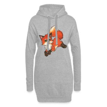 Niedliches Fuchs Kind Geschenkidee für Fuchsfan - Hoodie-Kleid - Grau meliert - Vorne