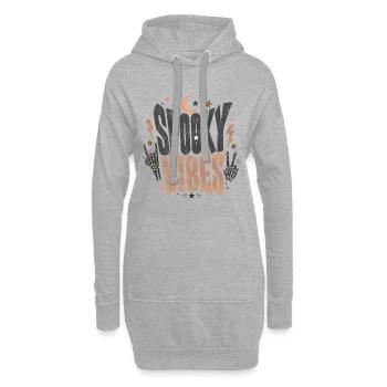 Spooky Vibes Skeleton Moon Stars Halloween Fun - Hoodie Dress - heather grey - Front