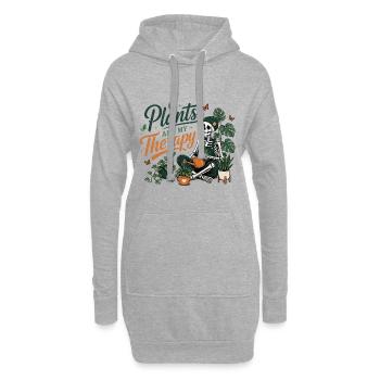 Plants are my Therapy Skeleton Plant Design - Hoodie Dress - heather grey - Front