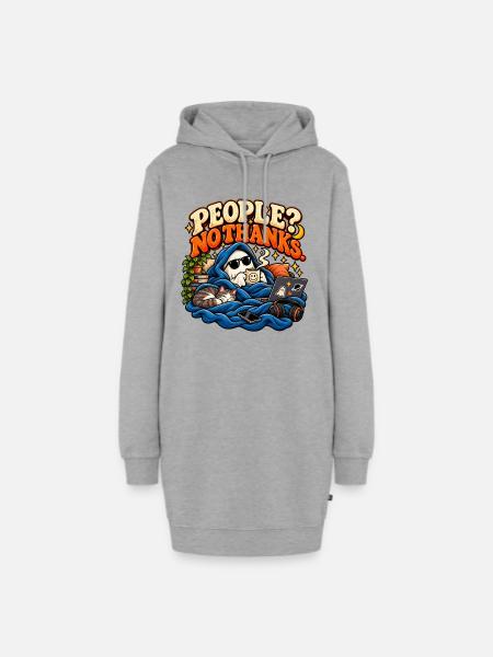 Leute? Nein, danke. | Lustiger Introvertierter - Hoodie-Kleid - Grau meliert
