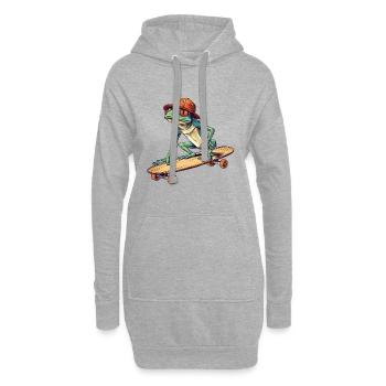 Cooler Frosch fährt Skateboard - Hoodie-Kleid - Grau meliert - Vorne