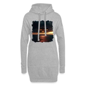 Mit dem Smartphone auf der Suche nach Ufos - Hoodie-Kleid - Grau meliert - Vorne