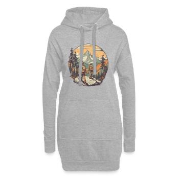 Cooles Wanderer Motiv - Wandern in den Bergen - Hoodie-Kleid - Grau meliert - Vorne