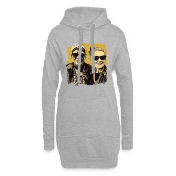 Couple de punker bestager cool avec des lunettes de soleil - Sweat-shirt à capuche long Femme - gris chiné - Devant