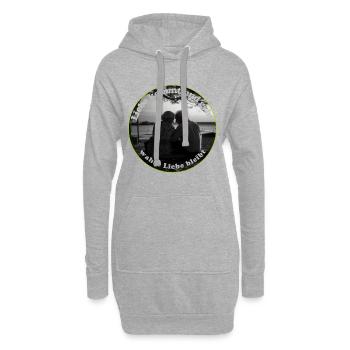 Liebe gehört zu einer erfüllten Beziehung - Hoodie-Kleid - Grau meliert - Vorne