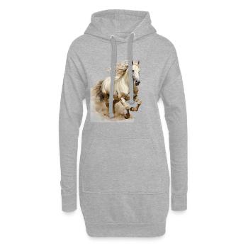 Lien entre l’homme et le cheval - Sweat-shirt à capuche long Femme - gris chiné - Devant