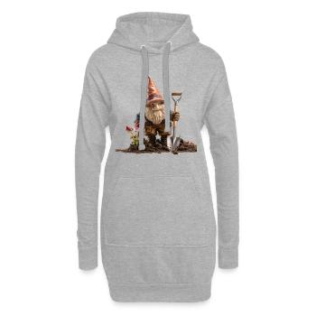Humor im Garten mit Gartenzwerge - Hoodie-Kleid - Grau meliert - Vorne