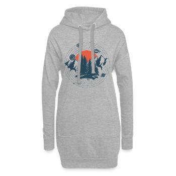 Graphique Planètes et montagnes - Sweat-shirt à capuche long Femme - gris chiné - Devant