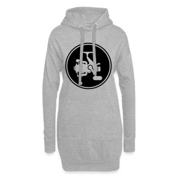 Icône du symbole du moulinet de pêche - Sweat-shirt à capuche long Femme - gris chiné - Devant