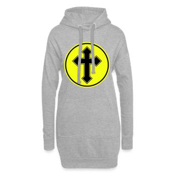 Icône de symbole de croix - Sweat-shirt à capuche long Femme - gris chiné - Devant